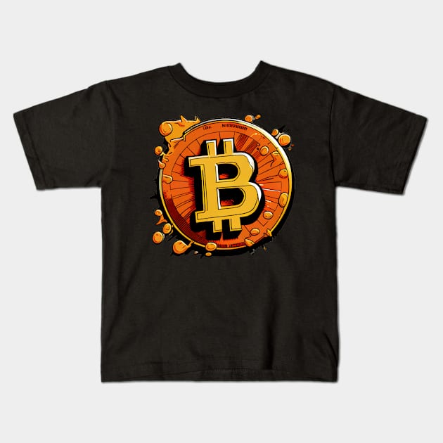 High-Quality Comic Bitcoin Logo: Symbol of Digital Currency Kids T-Shirt by MLArtifex